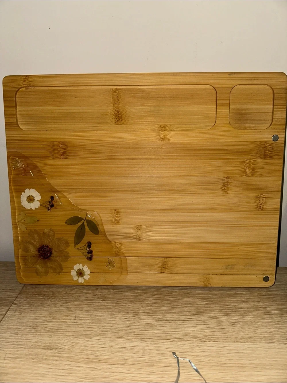 Cositas Contreras Handcrafted Floral Bamboo Charcuterie Board & Cheese Knife Set